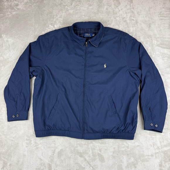 Polo Ralph Lauren Jacket Men 2XB Navy Lined Harrington Bi-Swing Golf Preppy EUC - Picture 1 of 12